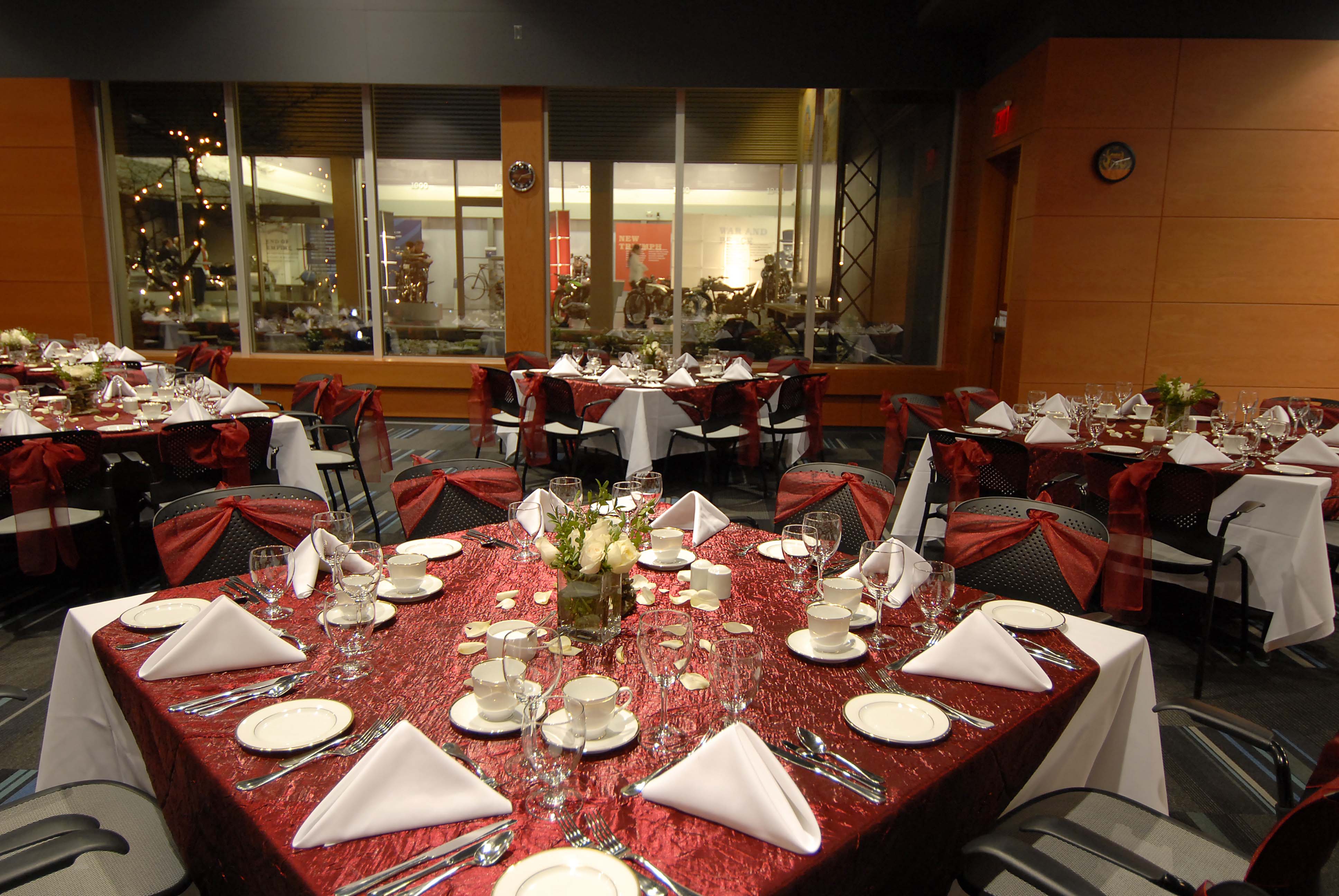 event venue with decorated tables and elegant place settings near metro vancouver