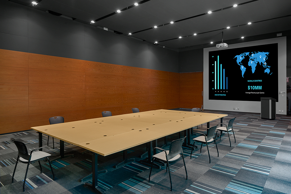 The image shows a meeting layout of the conference room